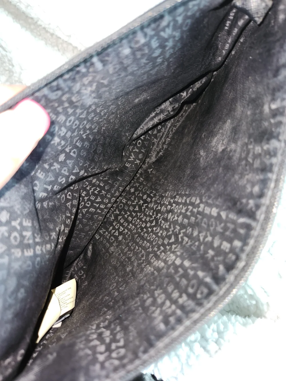 kate spade New York Black Glitter Zip Pouch
